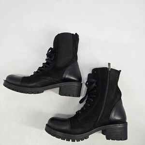 Black Combat Ankle Boots Hand Made Italian EU 38